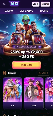 Inicio de NovaJackpot en un teléfono móvil.